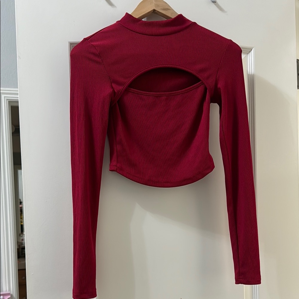 Elegant Red Long Sleeve Women's Top